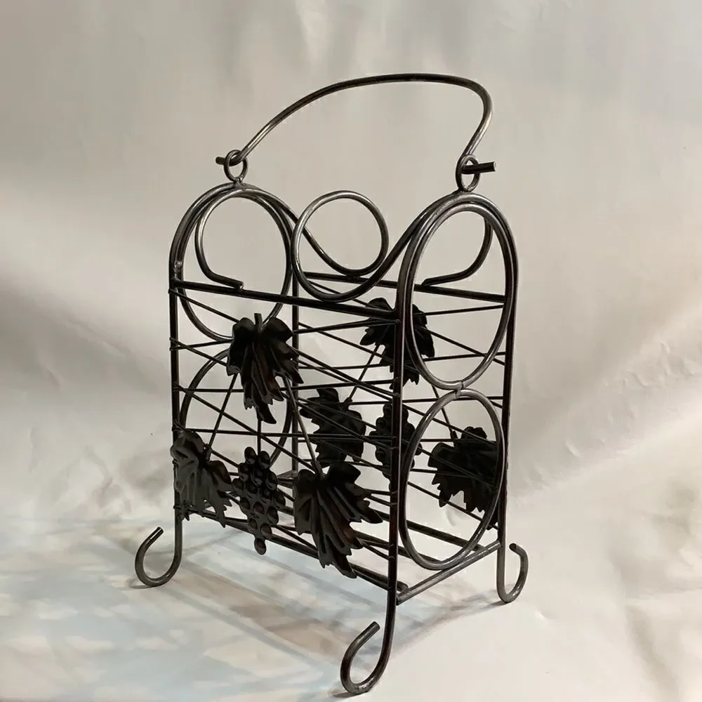 Grapevine Wrought Iron 2 Bottle Wine Rack Storage Holder Home Bar Entertaining